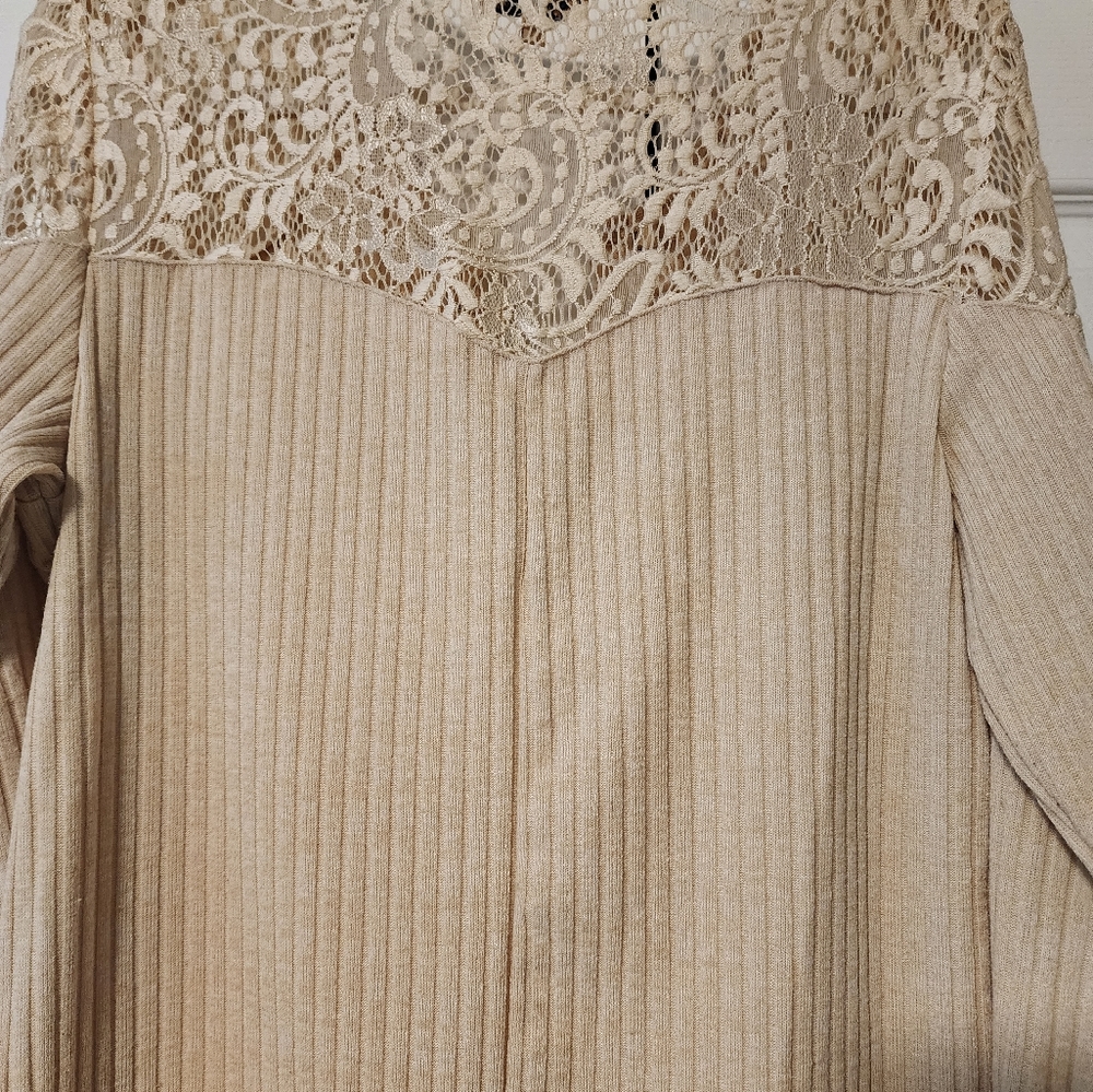 Democracy top, size medium. Long sleeve. Tan. - Picture 2 of 3